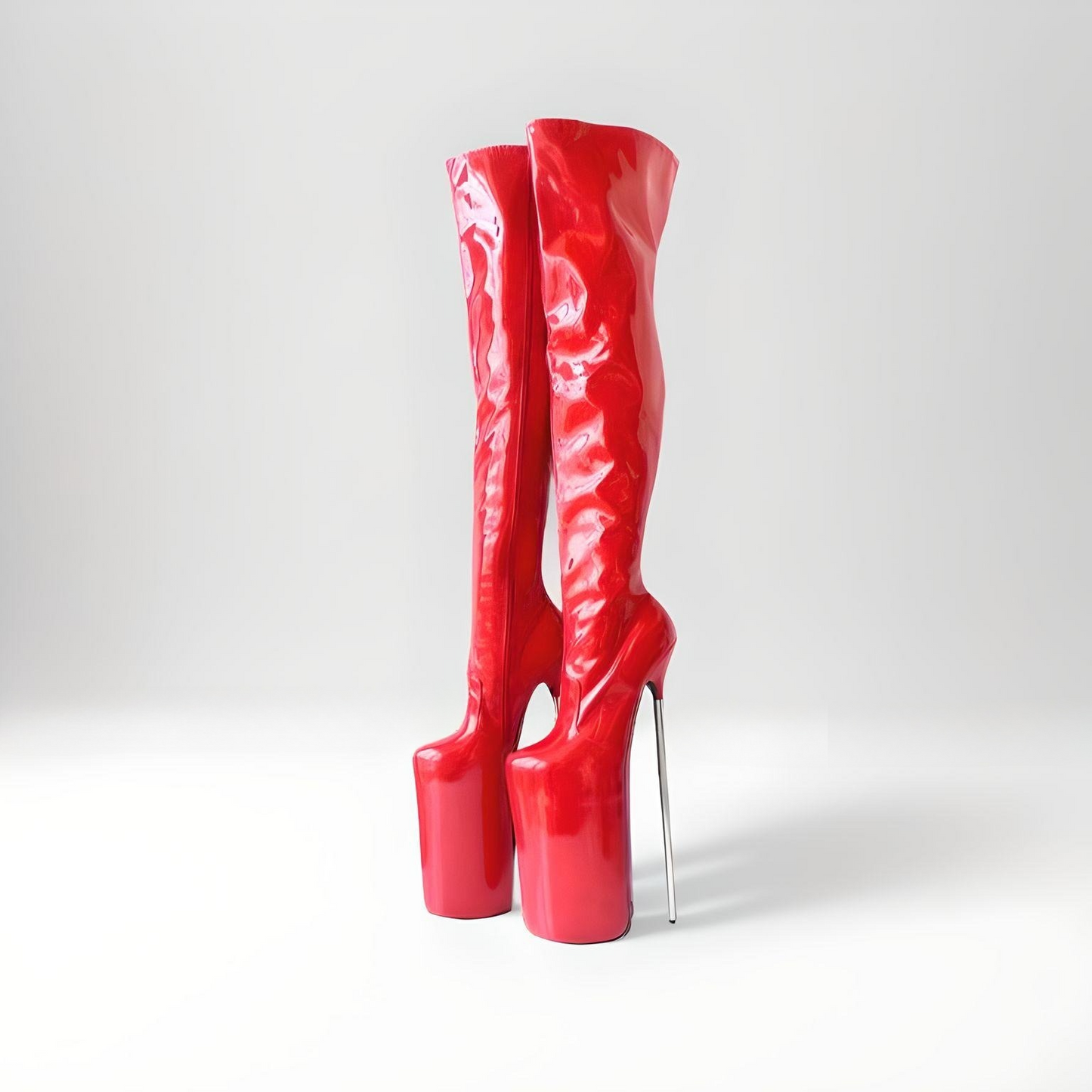 Fetish extreme metal heel crotch boots 30cm 11.8"