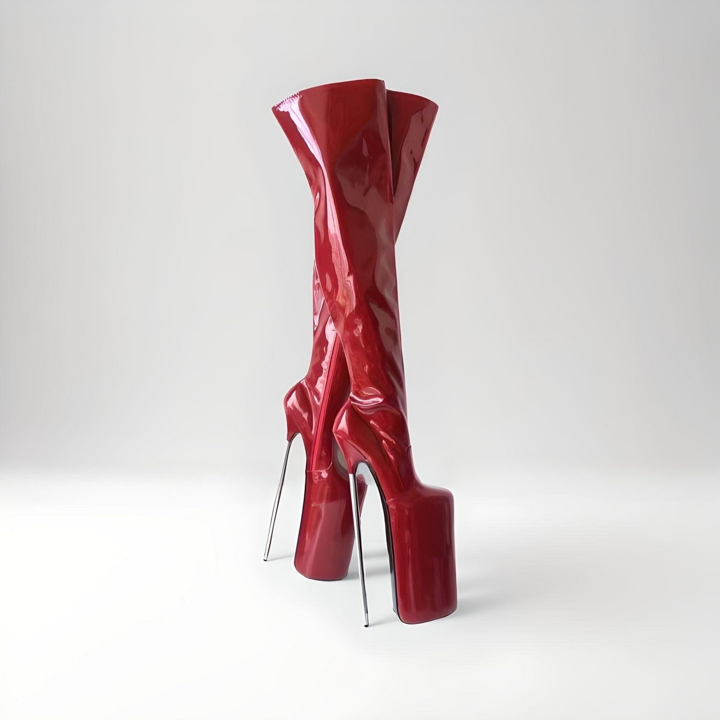 Fetish extreme metal heel crotch boots 30cm 11.8"