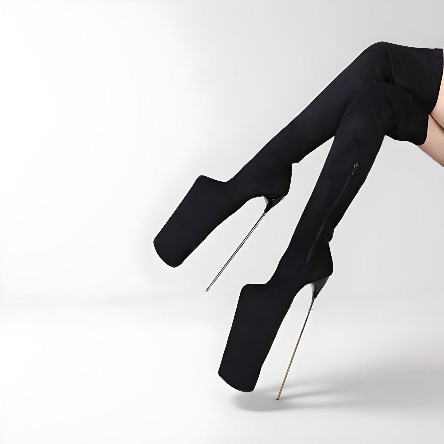 Fetish extreme metal heel crotch boots 30cm 11.8"