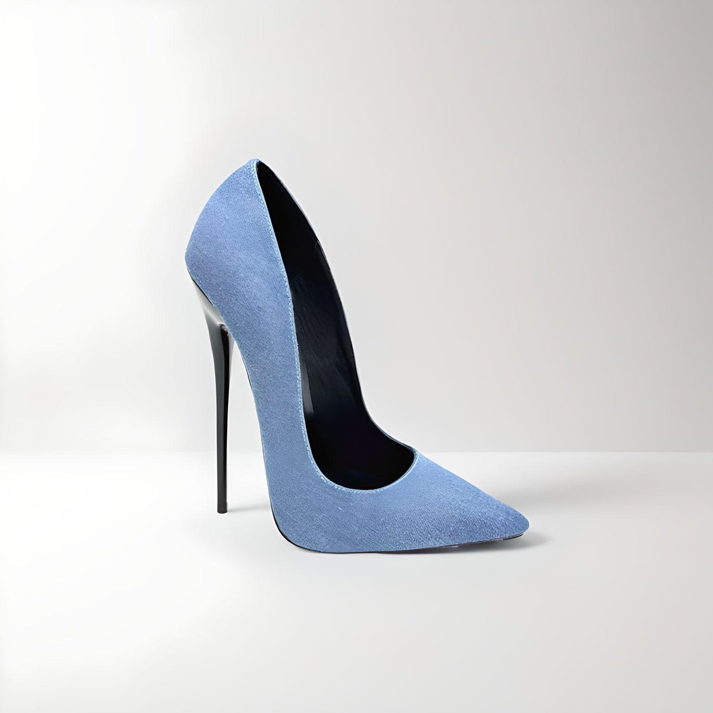 Fetisch Denim Stiletto Pumps spitz zulaufend 16cm 6"