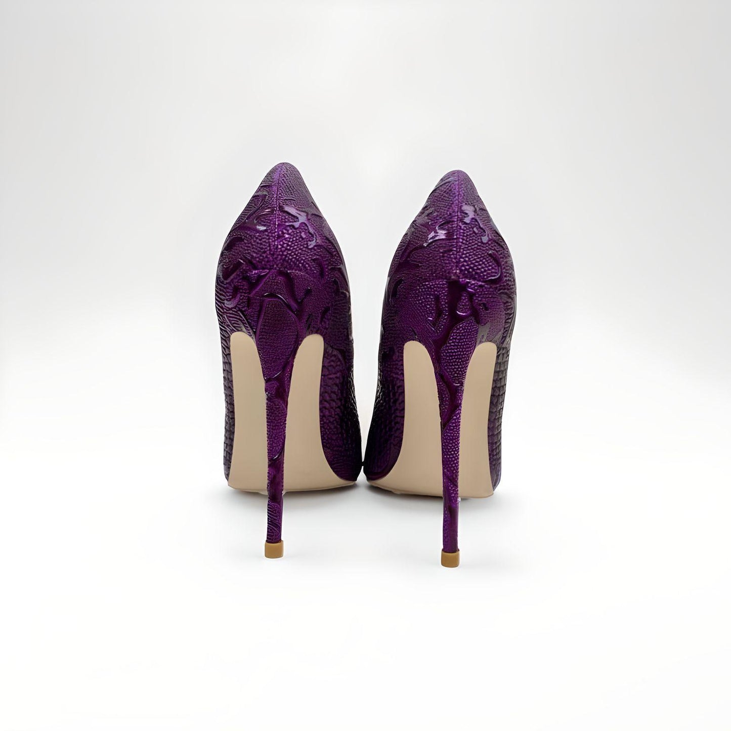 Purple faux reptile stiletto pumps