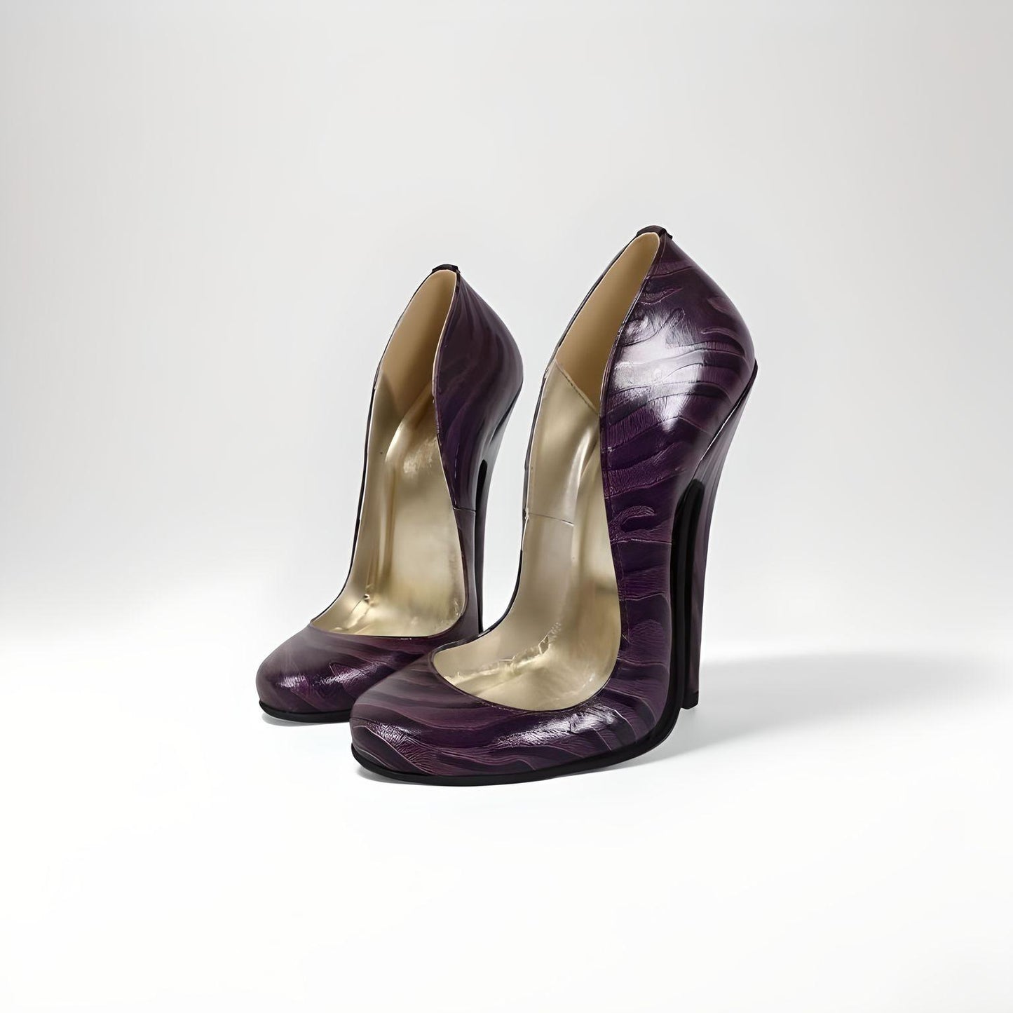 Retro real leather stiletto round toe pumps 10-16cm