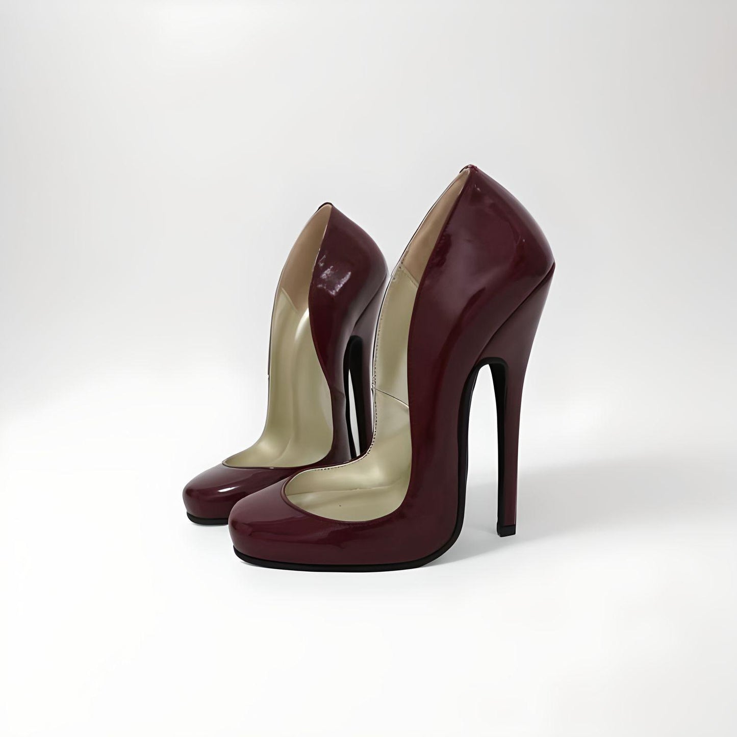 Retro real leather stiletto round toe pumps 10-16cm