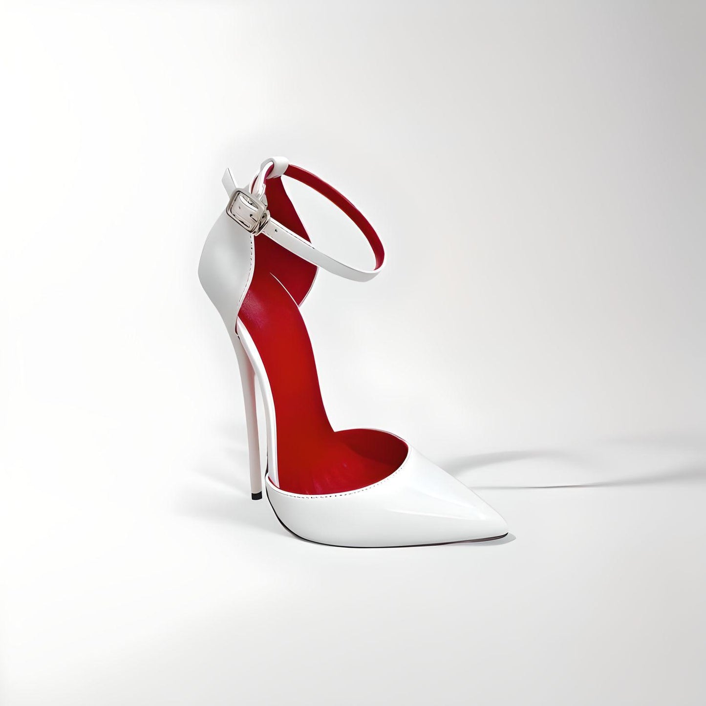 Patent fetish ankle strap stiletto pointed pumps 16cm 6"