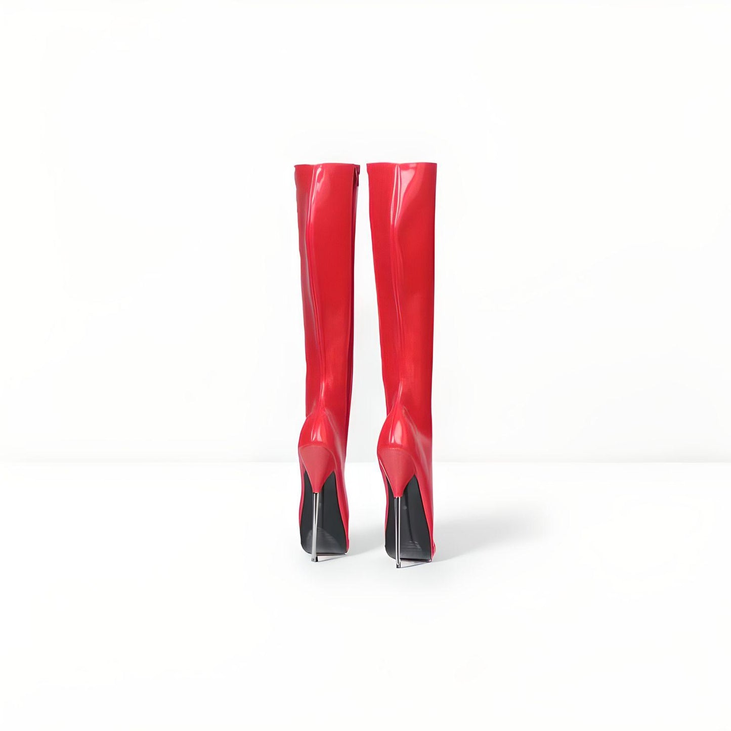 Fetish ballet metal heel calf boots 18cm 7"