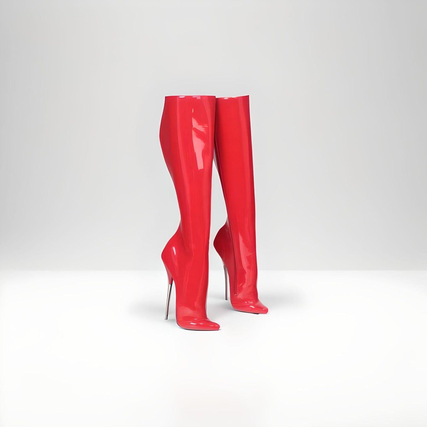Fetish ballet metal heel calf boots 18cm 7"