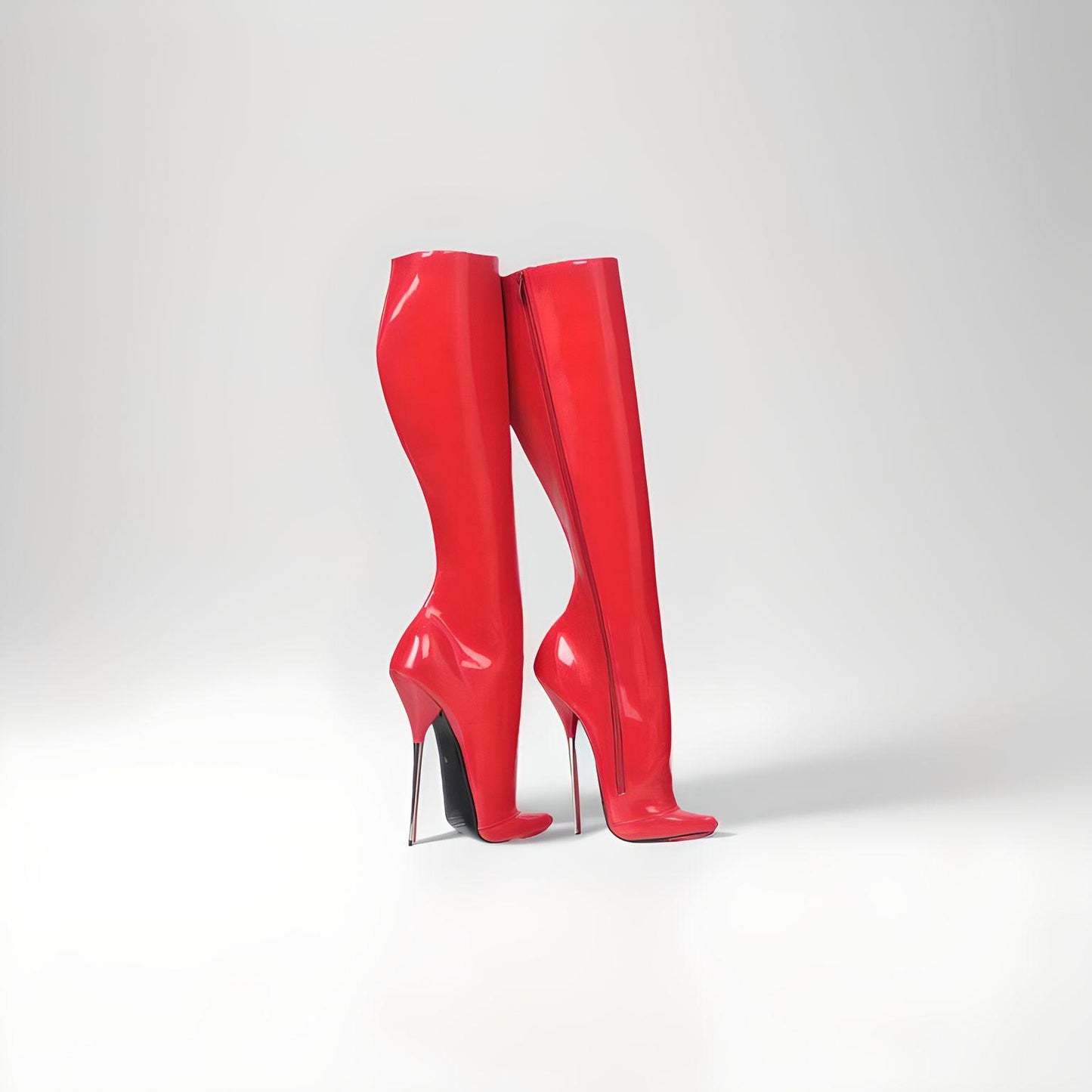 Fetish ballet metal heel calf boots 18cm 7"