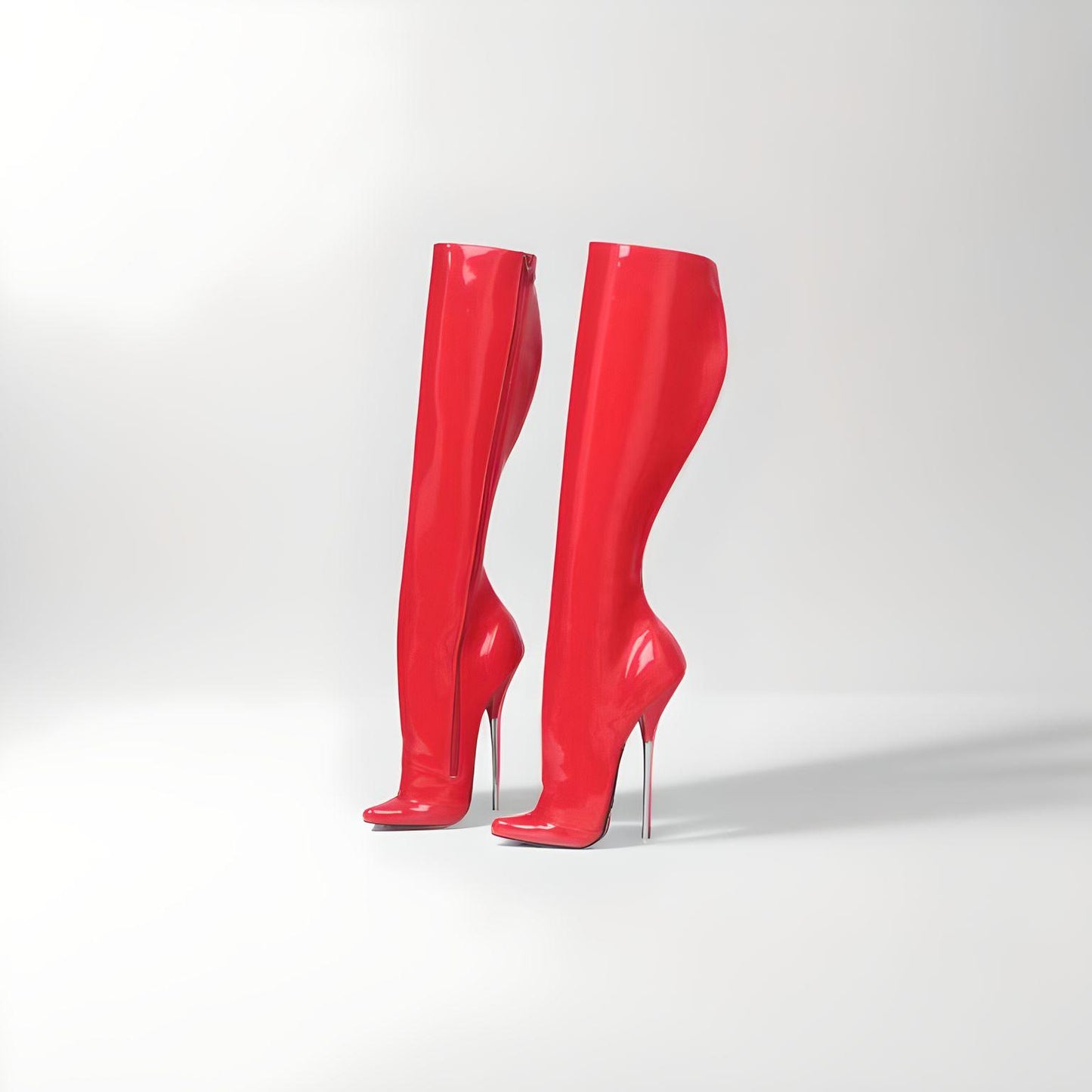 Fetish ballet metal heel calf boots 18cm 7"