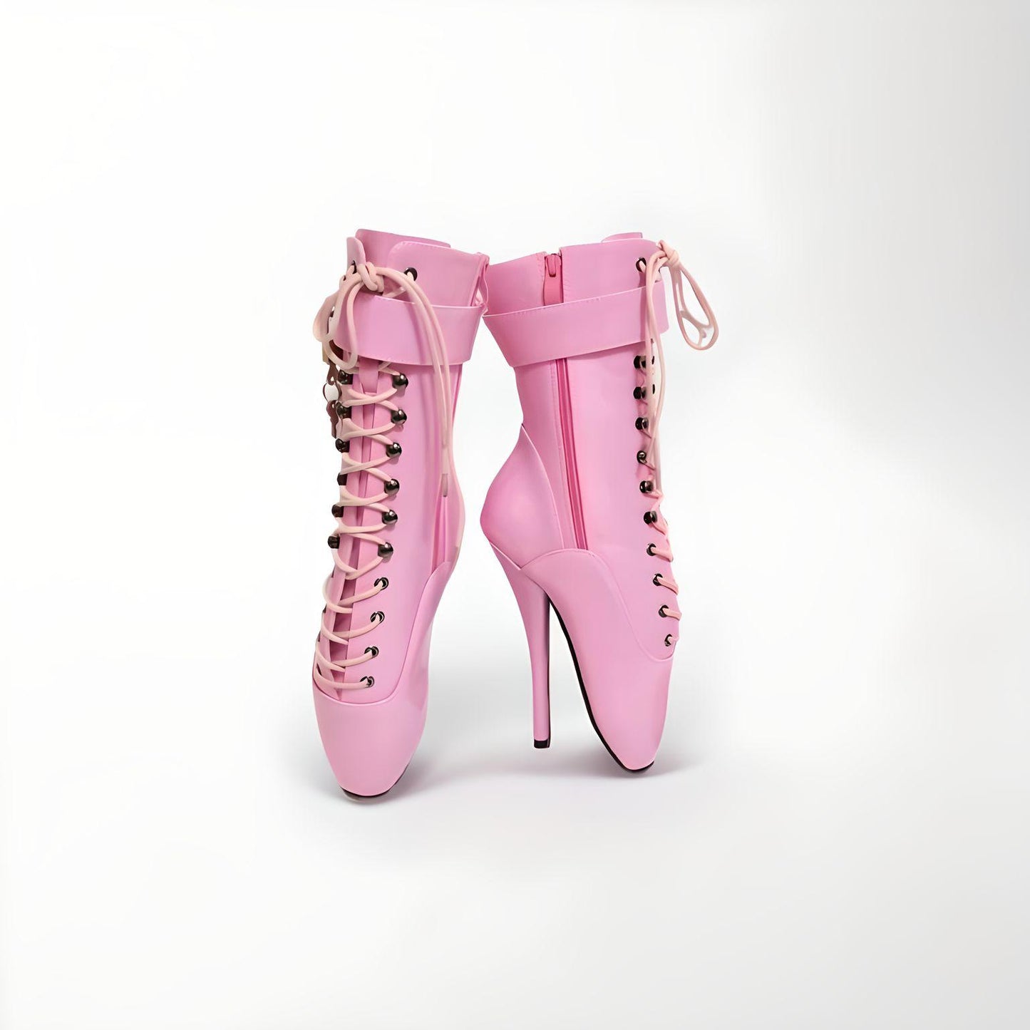 Bottines à talon fétichiste vernies verrouillables 18cm 7"