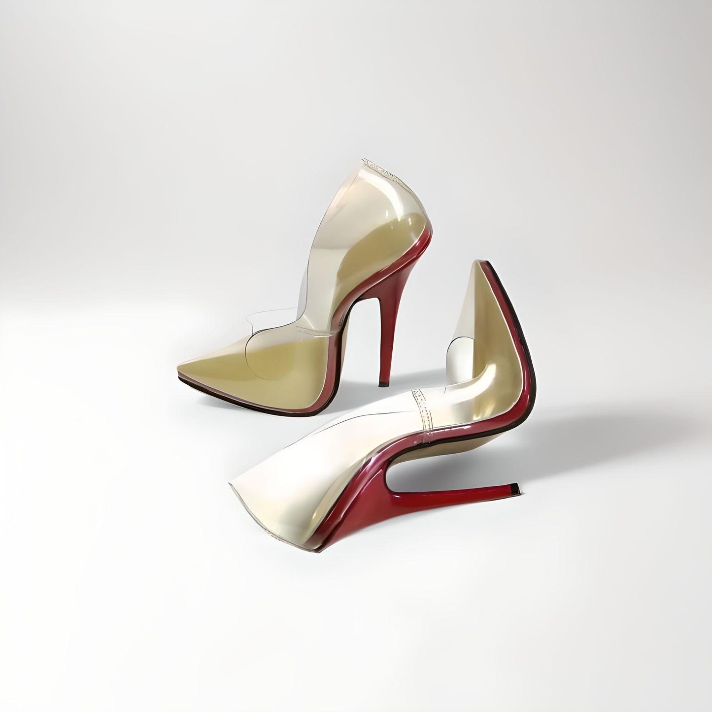 Fetish transparent stiletto pointed pumps 18cm 7"