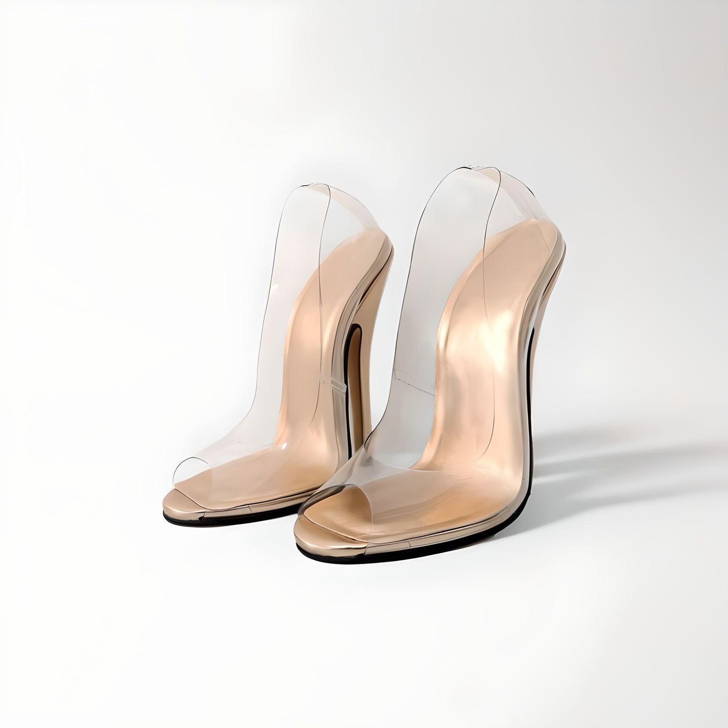 Fetish transparent stiletto pointed pumps 18cm 7"