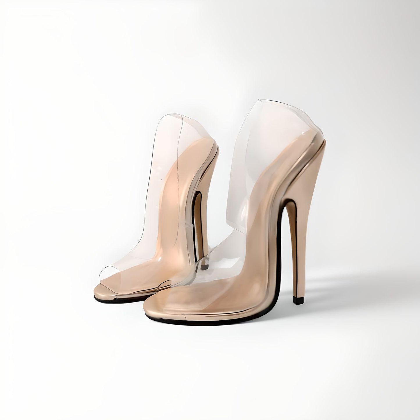 Fetish transparent stiletto pointed pumps 18cm 7"