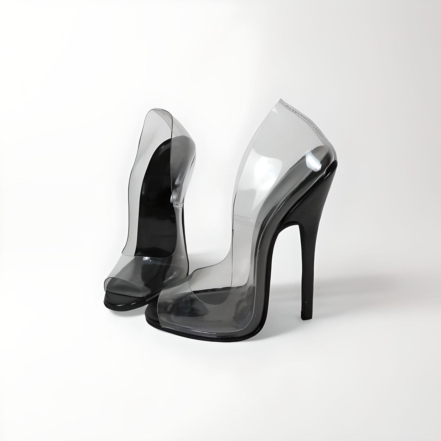 Fetish transparent stiletto pointed pumps 18cm 7"