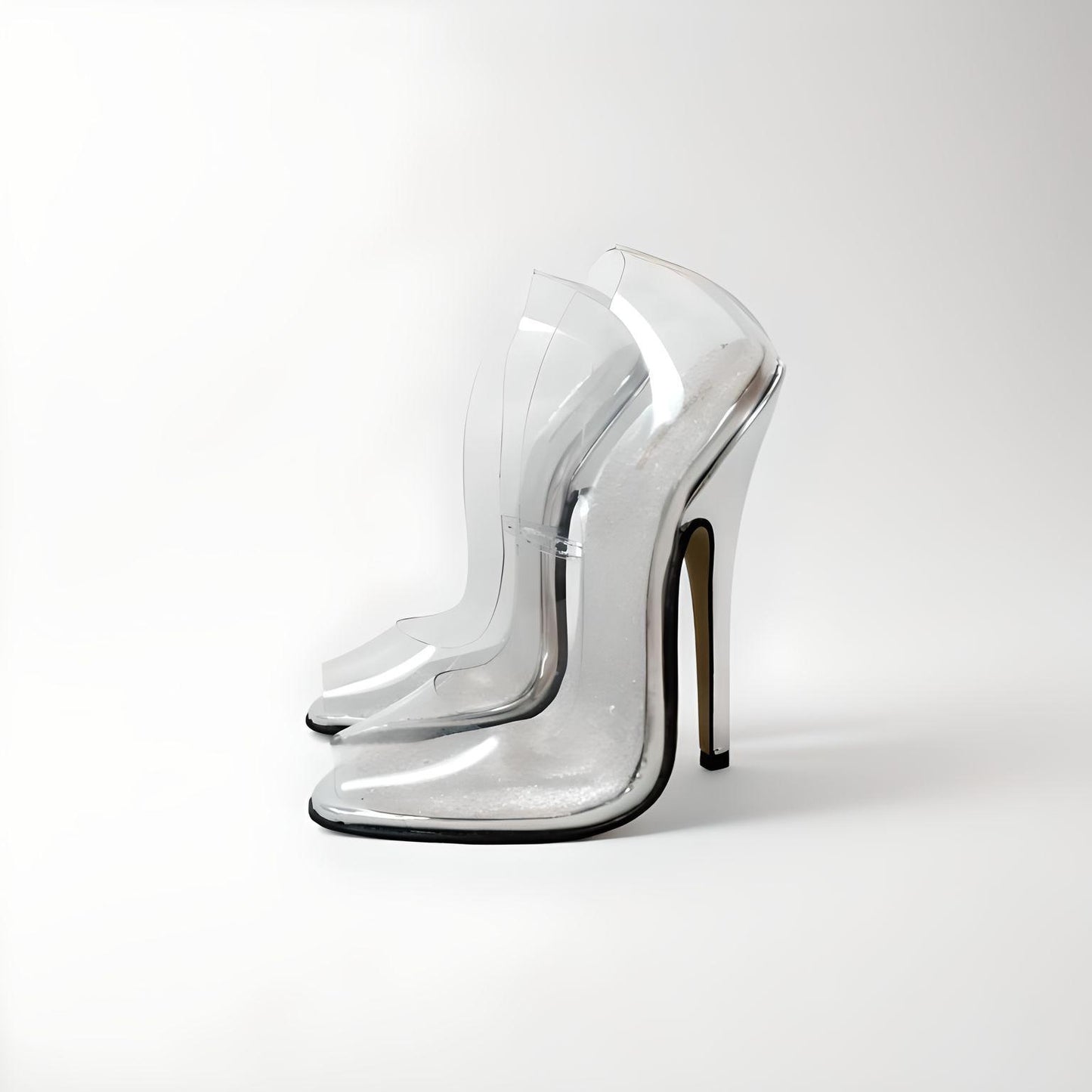 Fetish transparent stiletto pointed pumps 18cm 7"