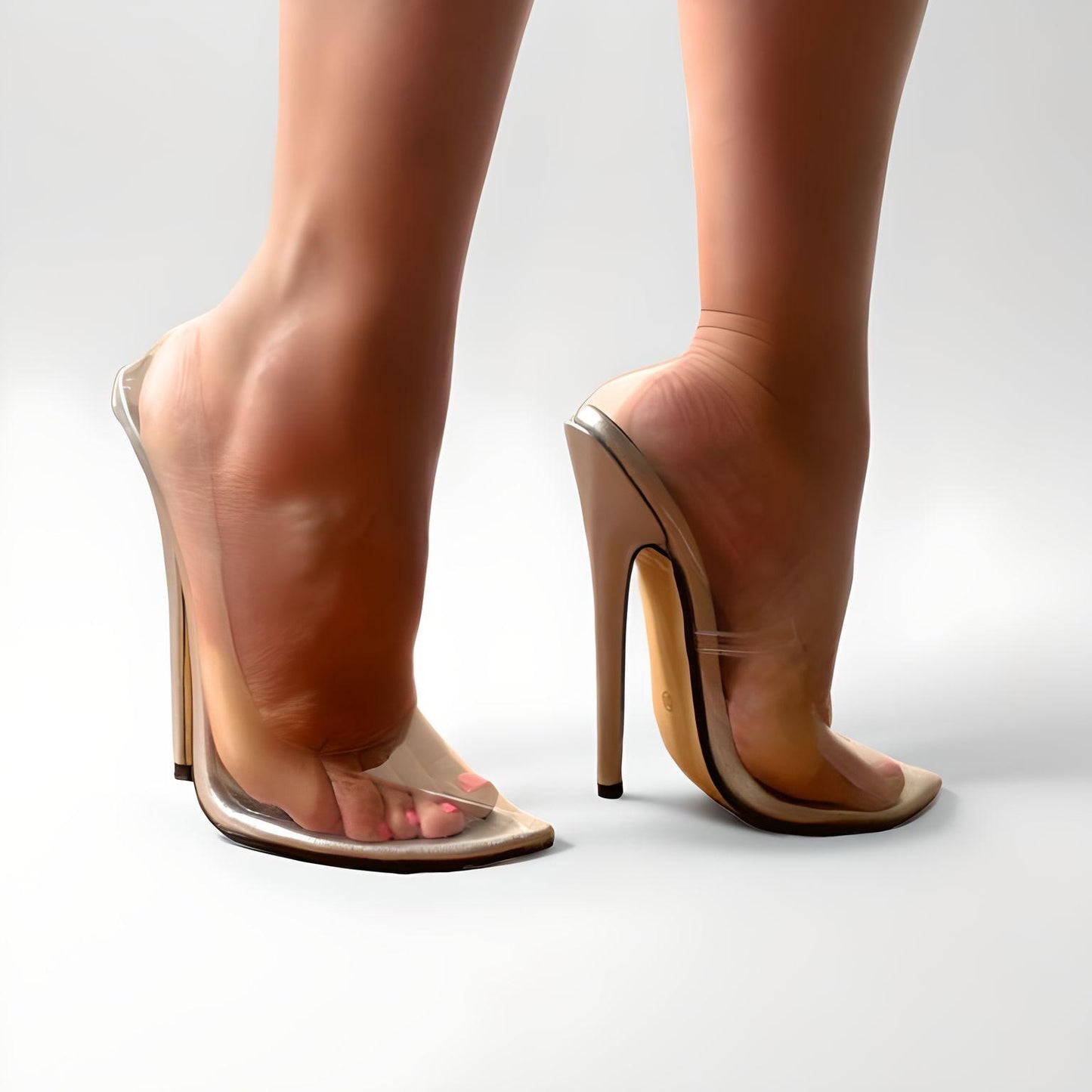 Fetish transparent stiletto pointed pumps 18cm 7"