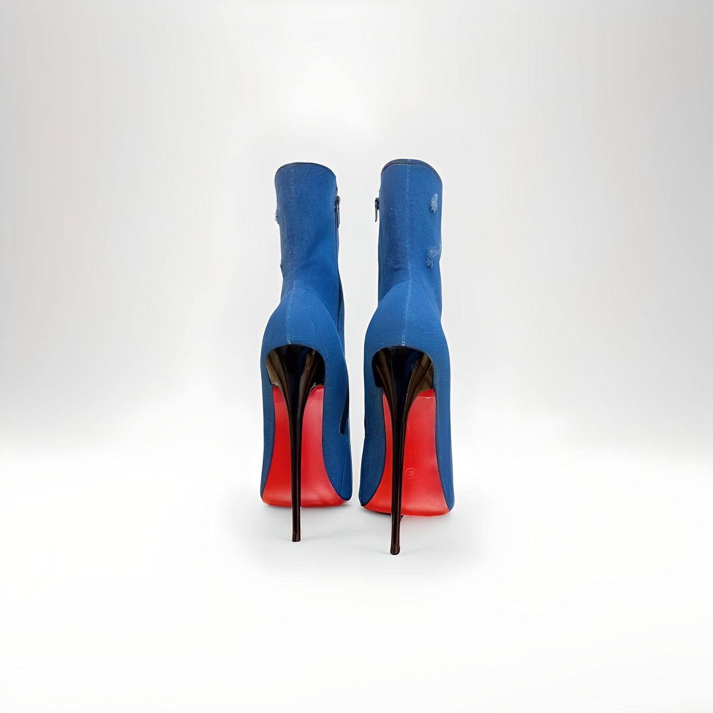 Denim-Stiefeletten mit ultrahohem Absatz und Stilettoabsatz, 16 cm, 6 Zoll