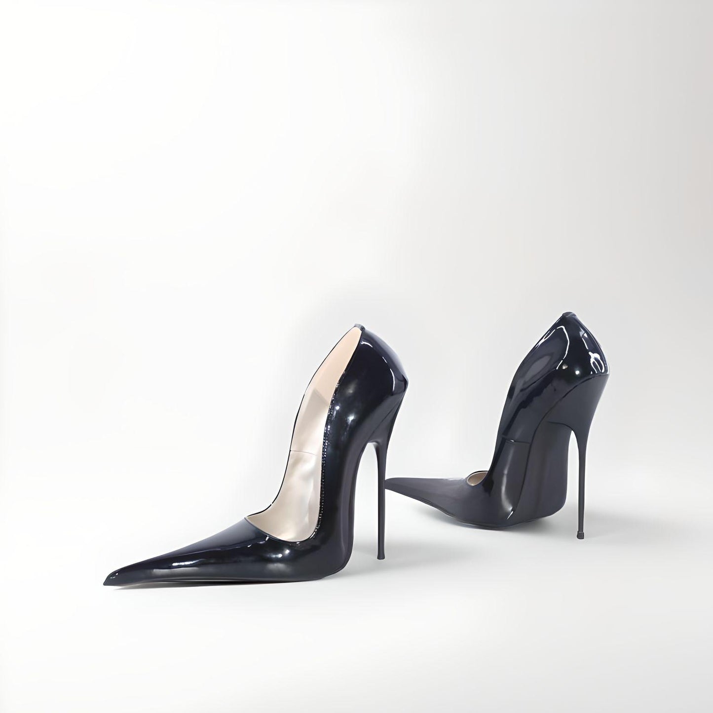 Extreme pointy toe real leather stiletto pumps 12-16cm high heels