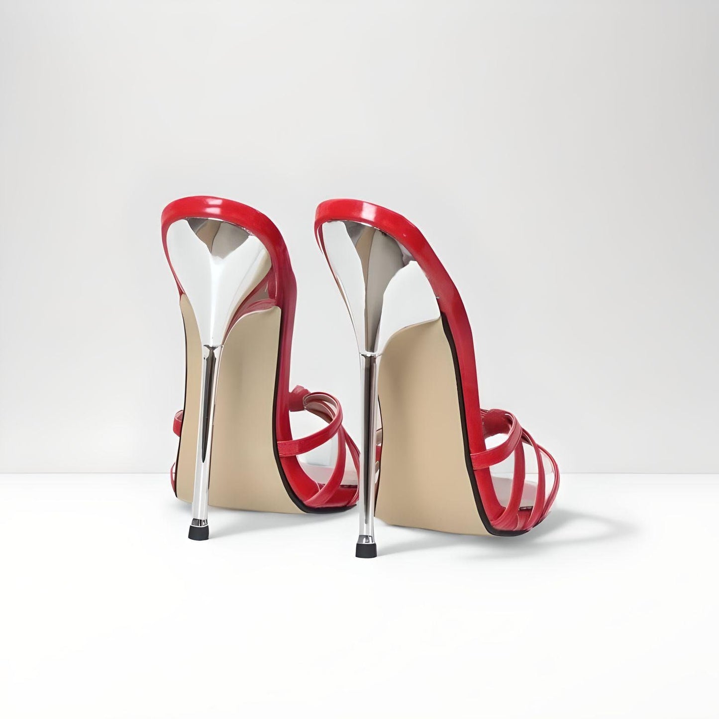 Mules à lanières et bout rond stylet 13cm