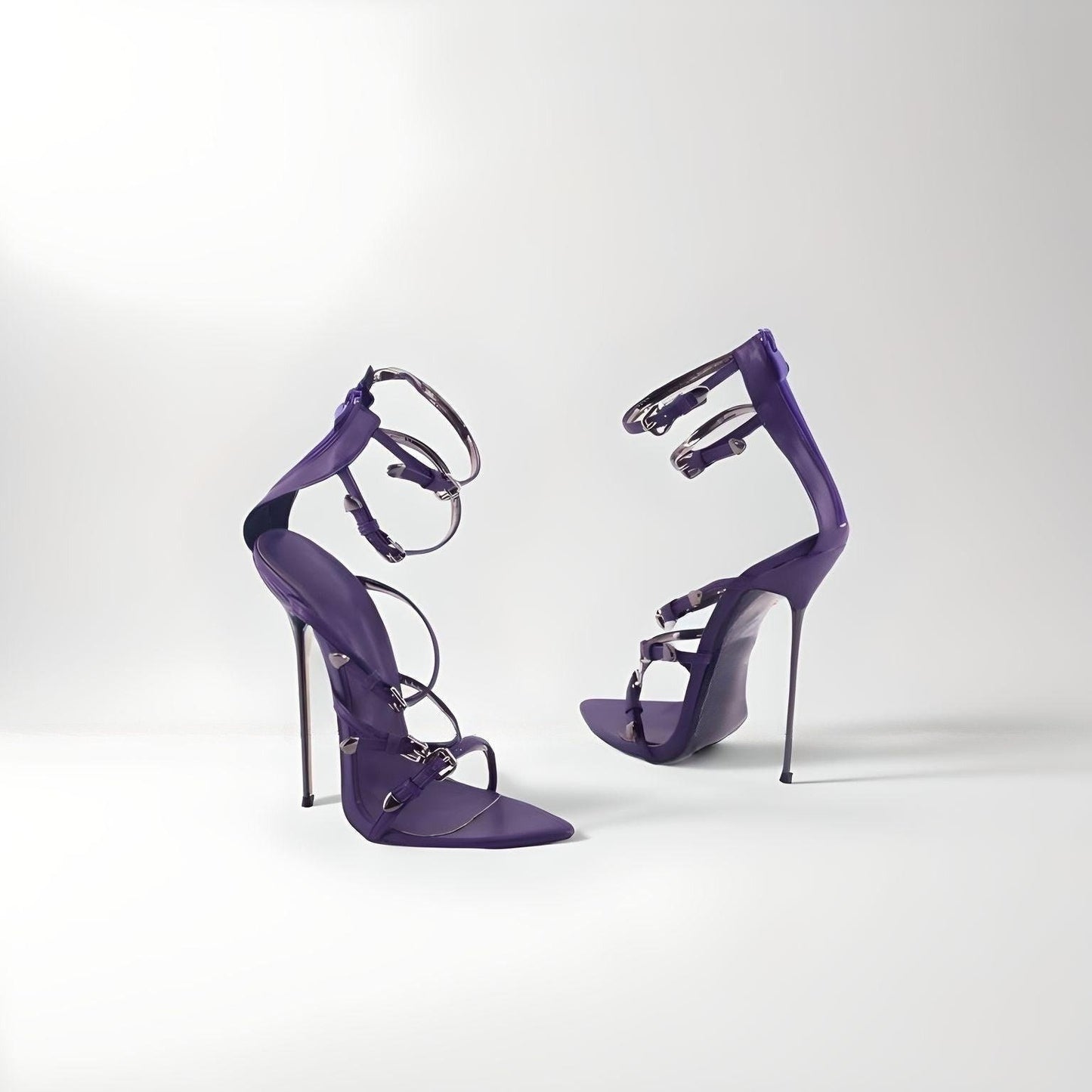 Ultra Thin Metal Stiletto Heel Strappy Sandals 16cm Size EU41