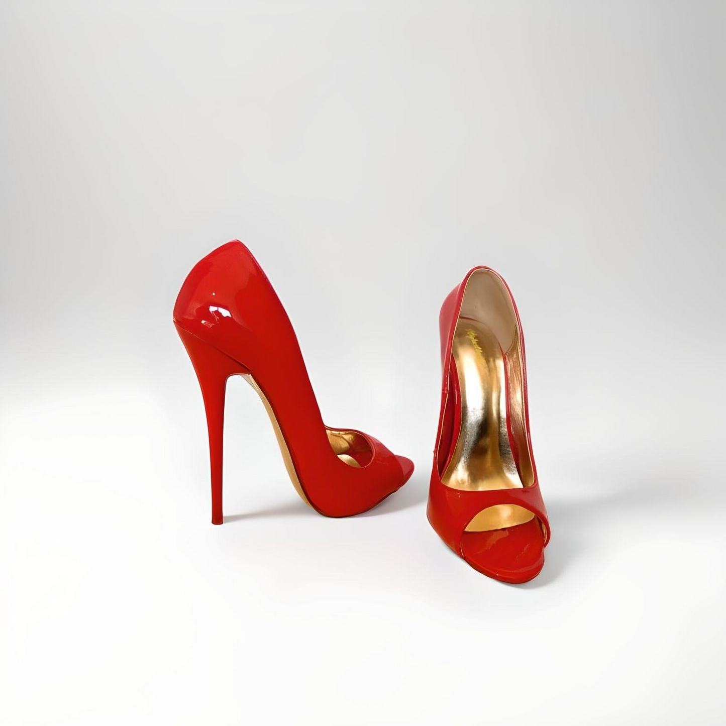 Round peep toe 14cm stiletto pumps