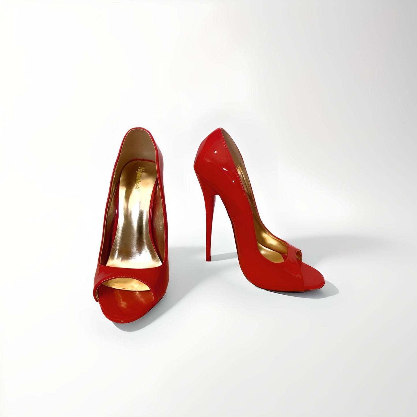 Round peep toe 14cm stiletto pumps