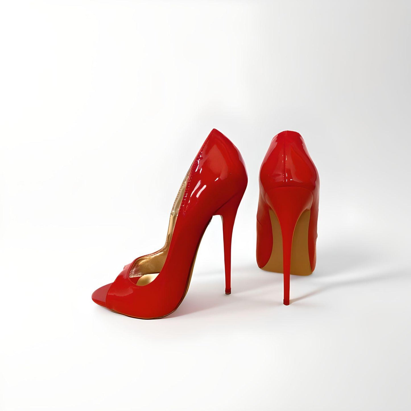 Round peep toe 14cm stiletto pumps