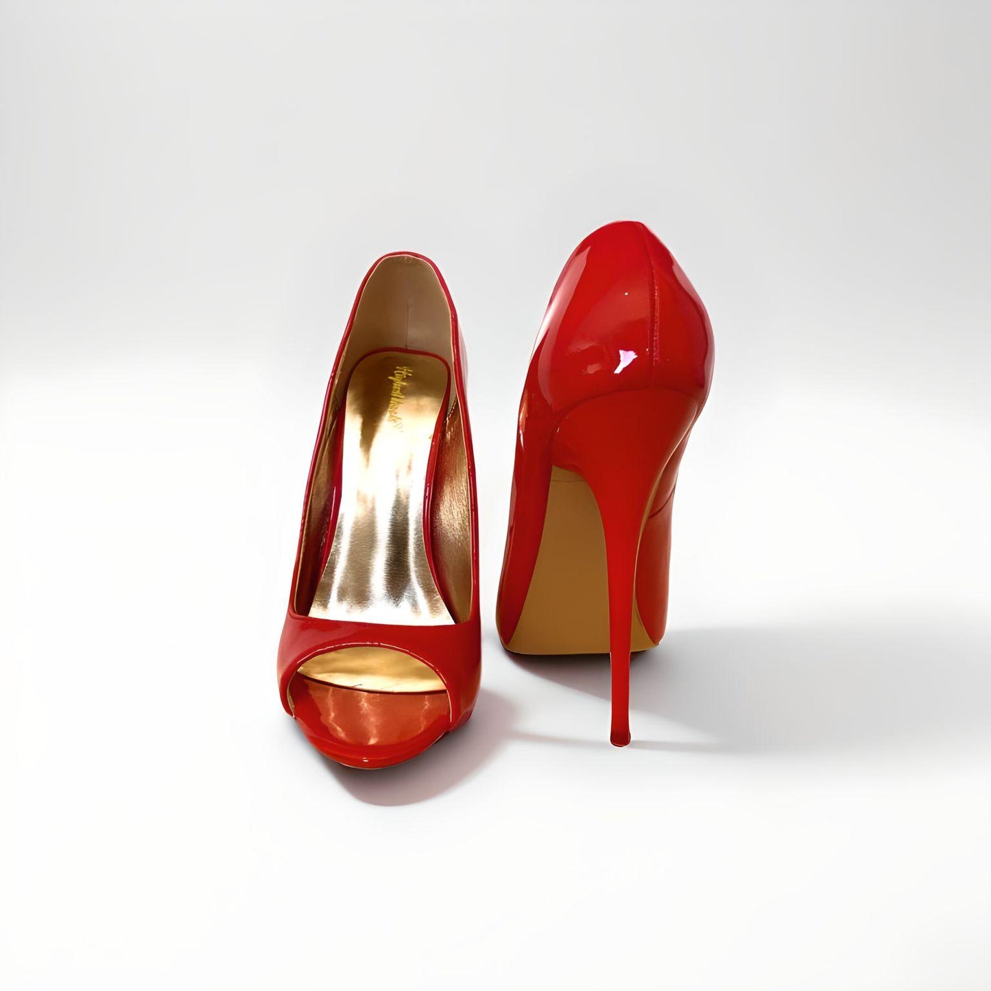 Round peep toe 14cm stiletto pumps