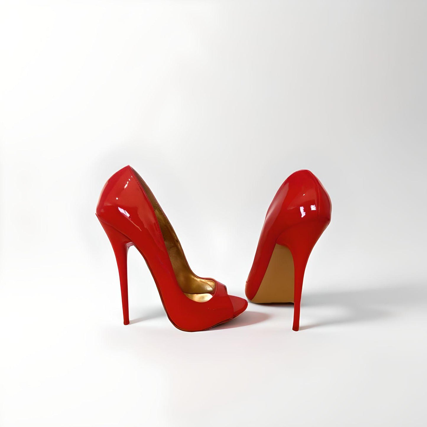 Round peep toe 14cm stiletto pumps