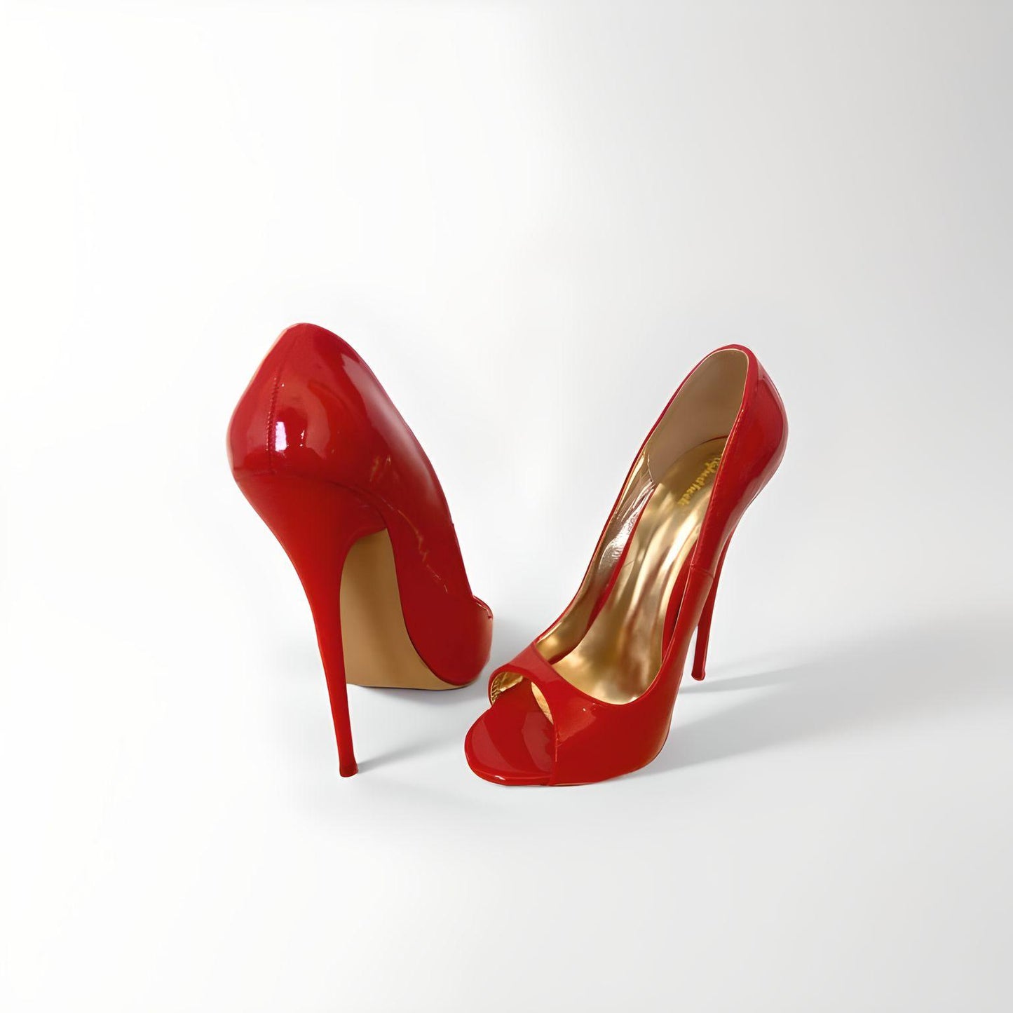 Round peep toe 14cm stiletto pumps