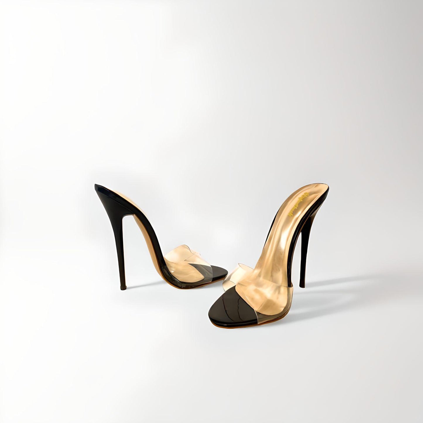 Mules à lanières et bout rond stylet 13cm