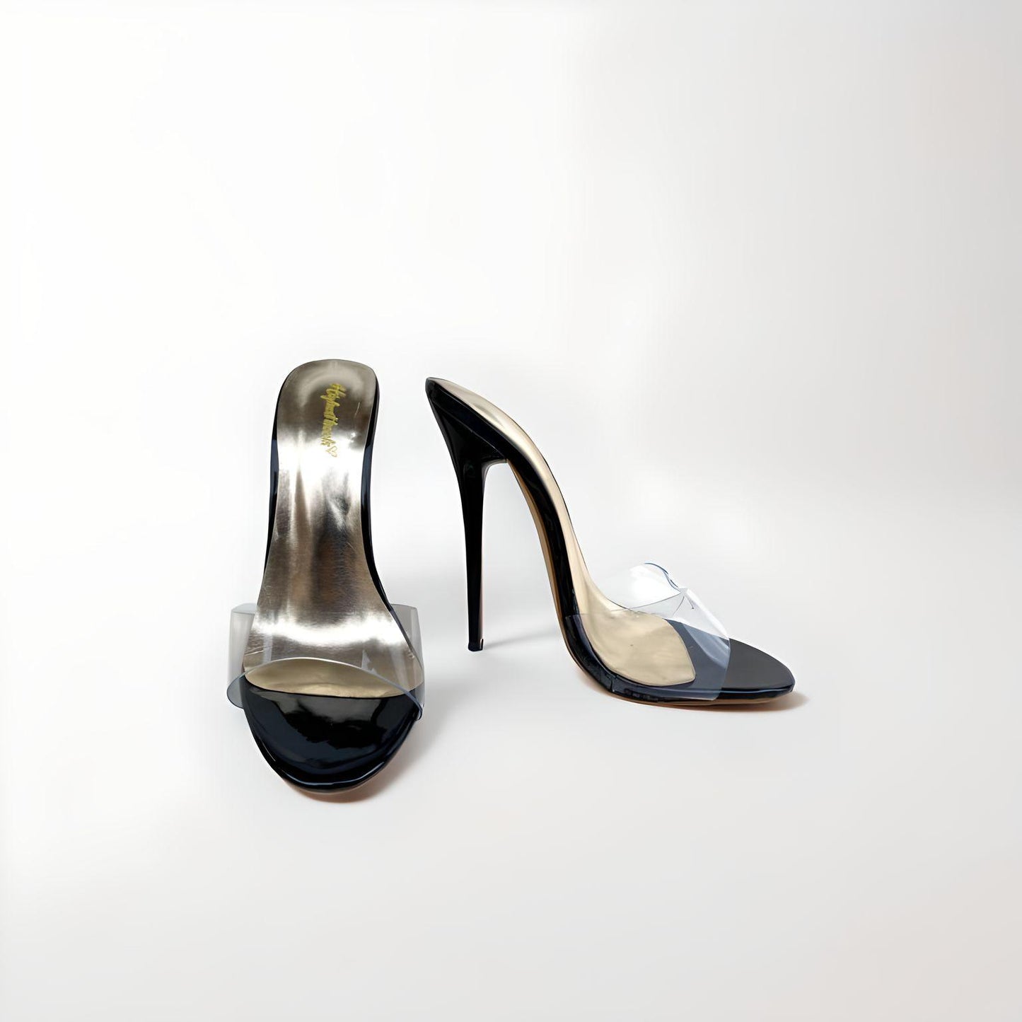 Mules à lanières et bout rond stylet 13cm
