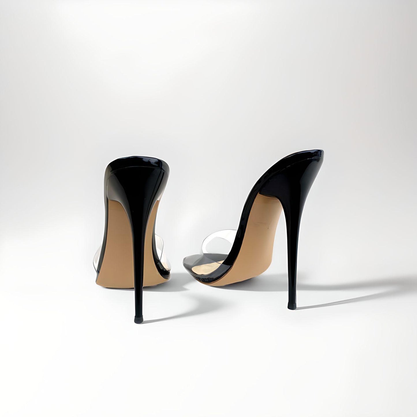 Mules à lanières et bout rond stylet 13cm