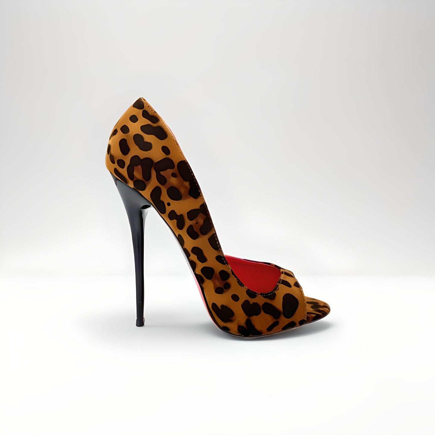 D'Orsay animal print peep toe stiletto pumps