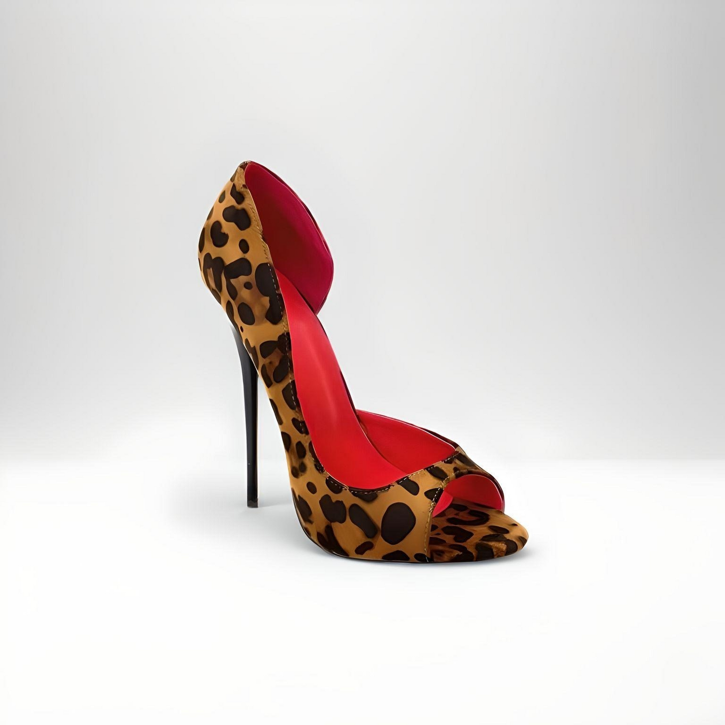 D'Orsay animal print peep toe stiletto pumps