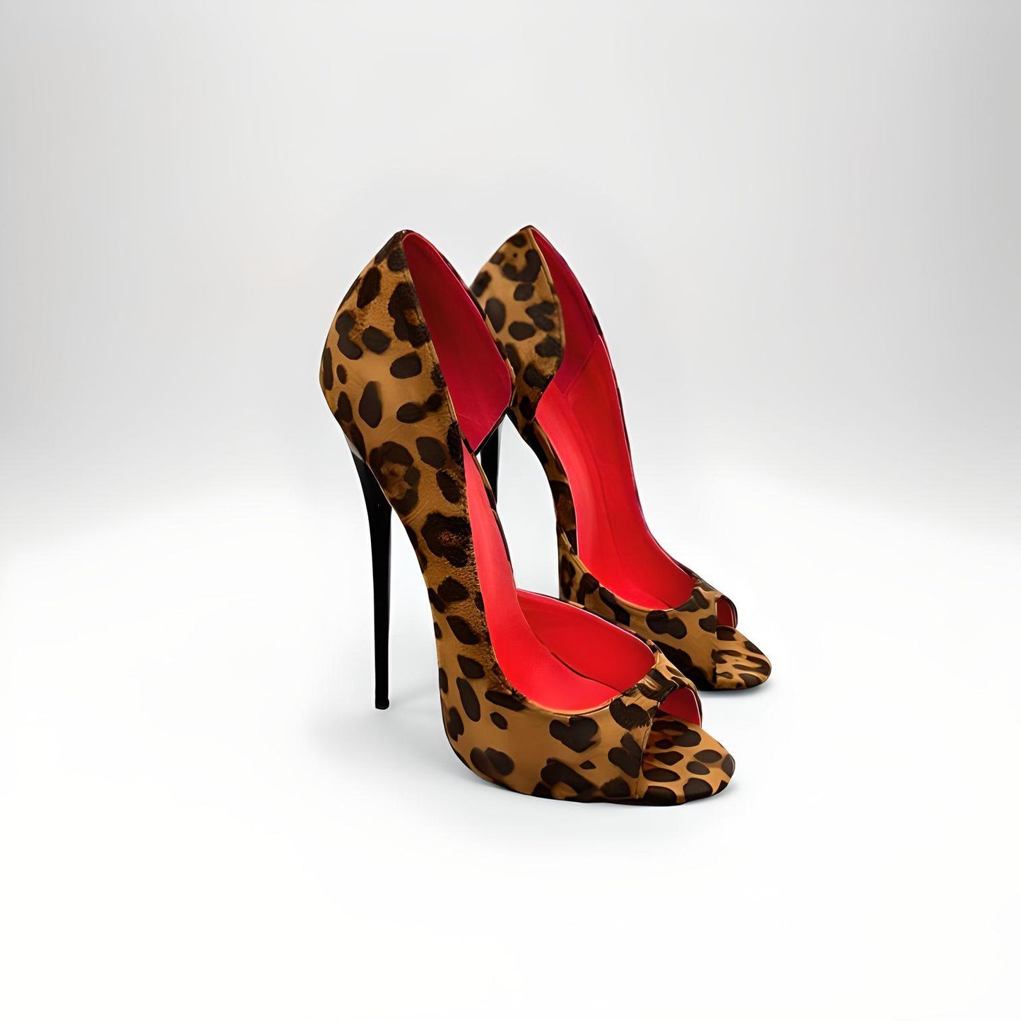D'Orsay animal print peep toe stiletto pumps