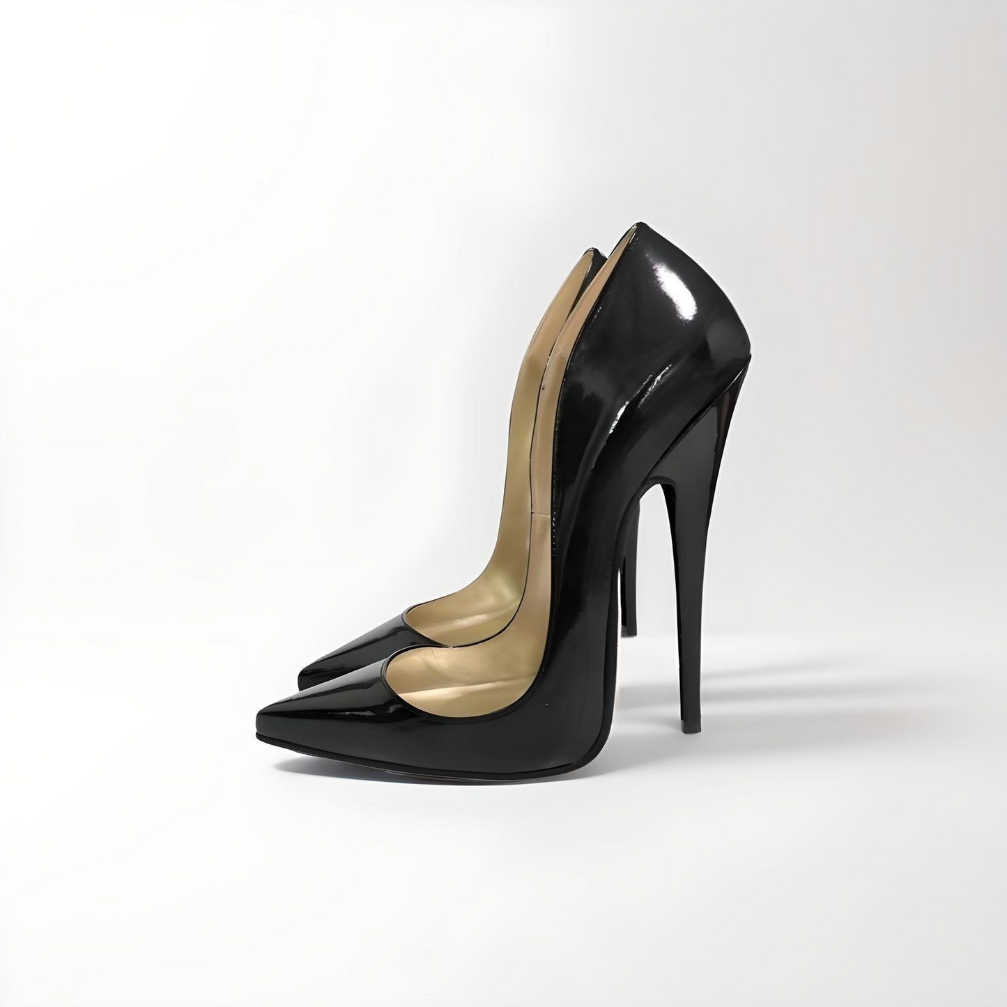 Retro pointy toe real leather pumps 10-16cm heel with low vamp