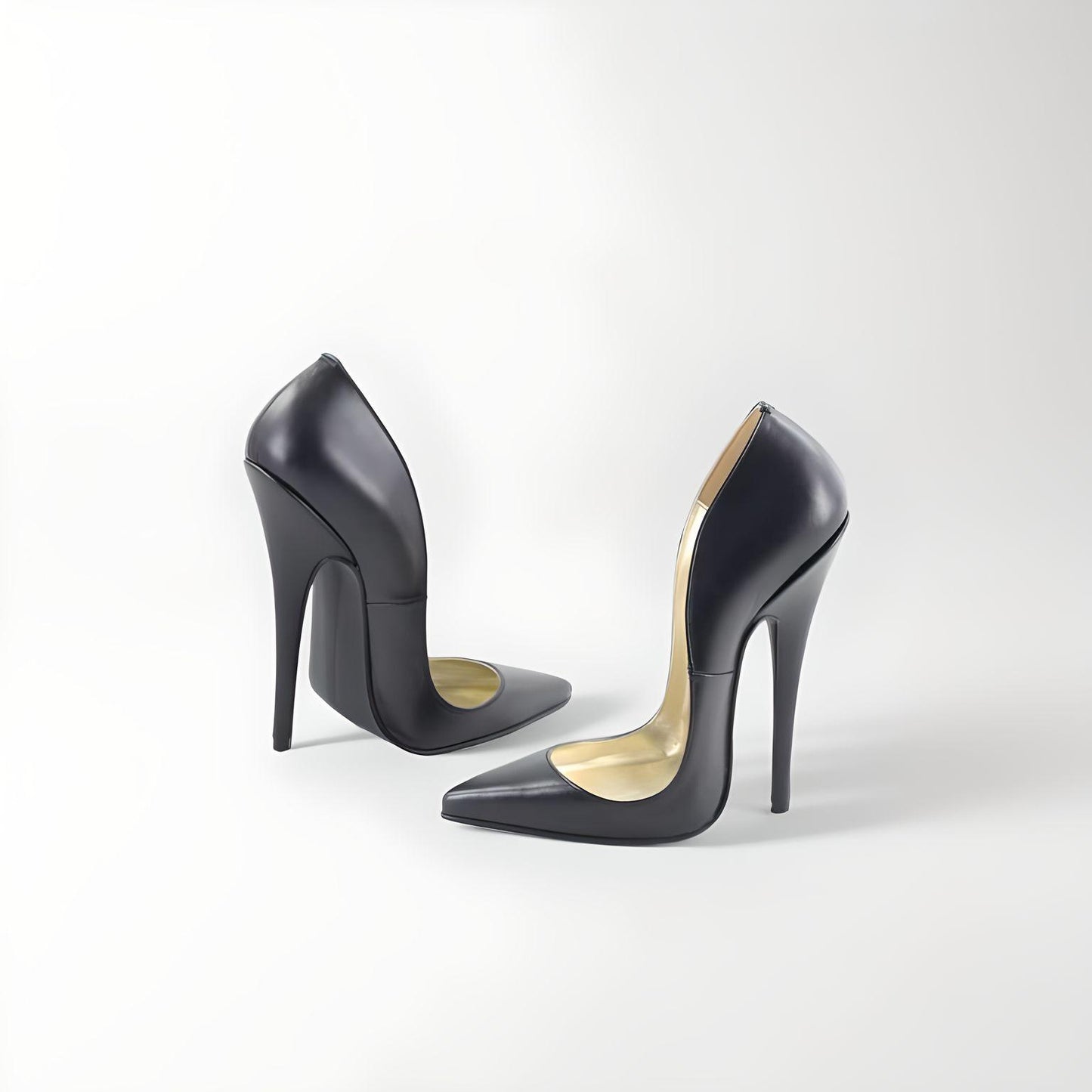 Retro pointy toe real leather pumps 10-16cm heel with low vamp