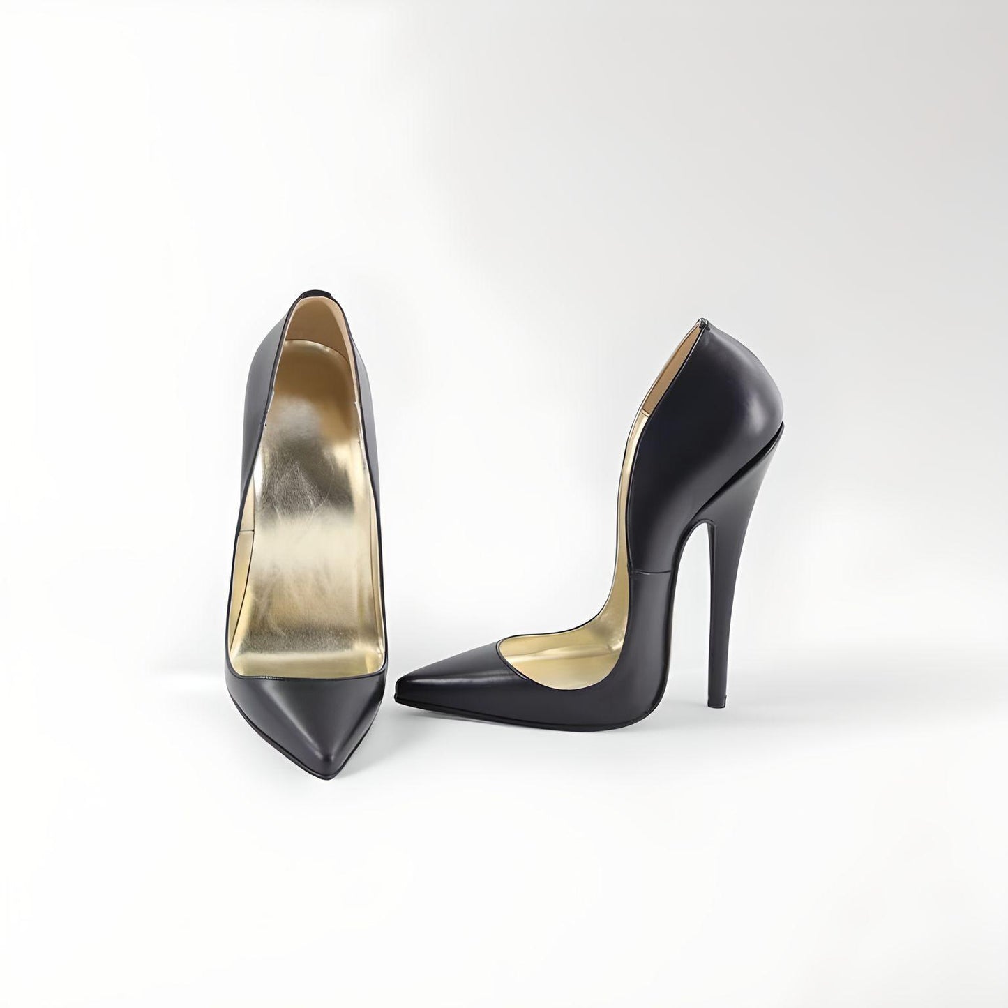 Retro pointy toe real leather pumps 10-16cm heel with low vamp