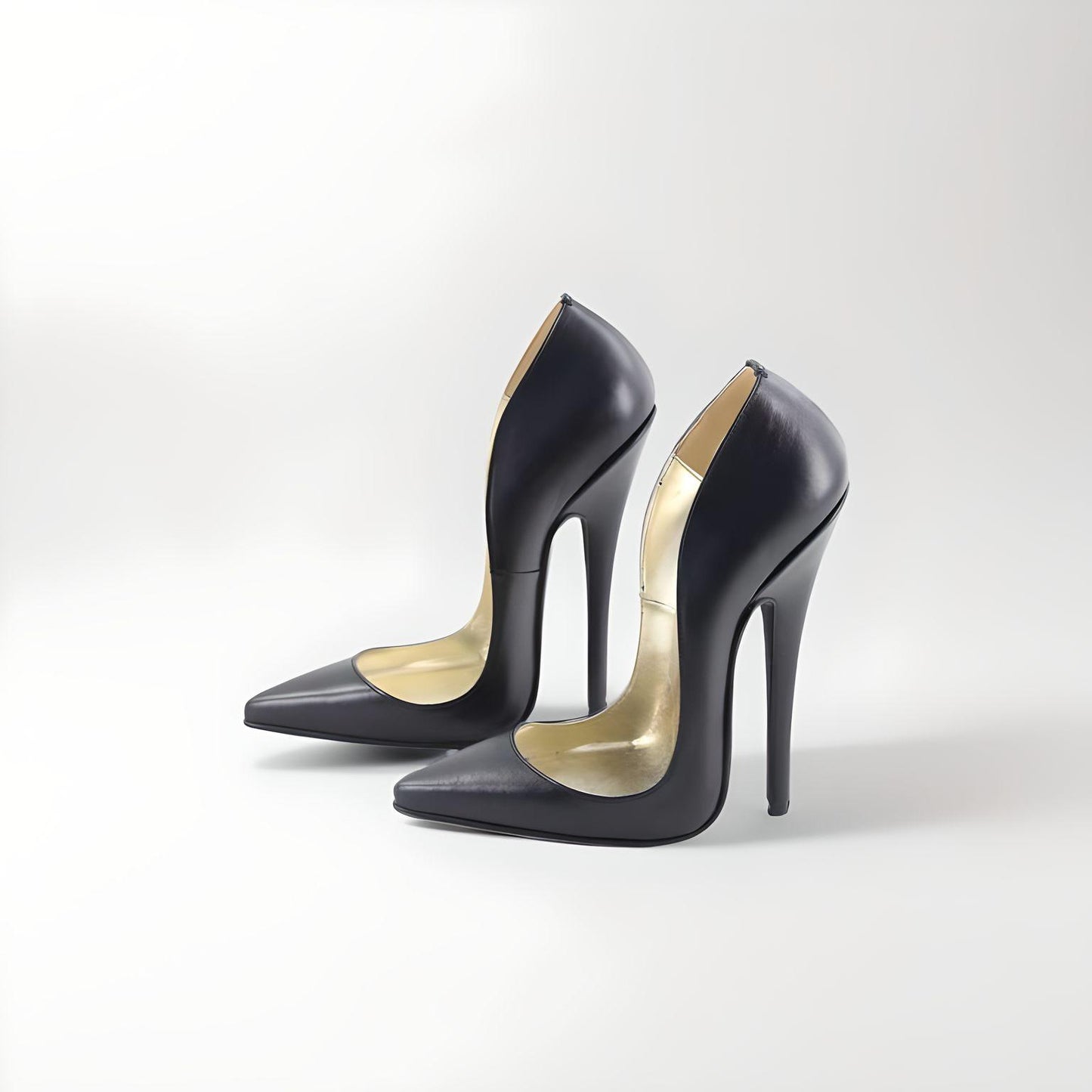 Retro pointy toe real leather pumps 10-16cm heel with low vamp