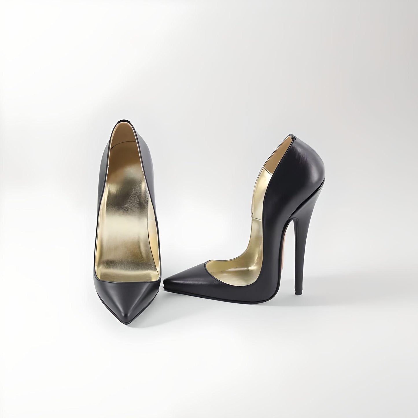 Retro pointy toe real leather pumps 10-16cm heel with low vamp
