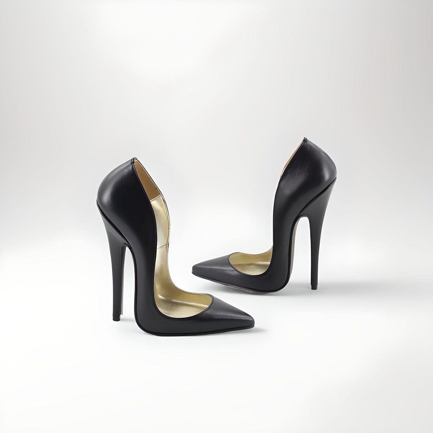Retro pointy toe real leather pumps 10-16cm heel with low vamp