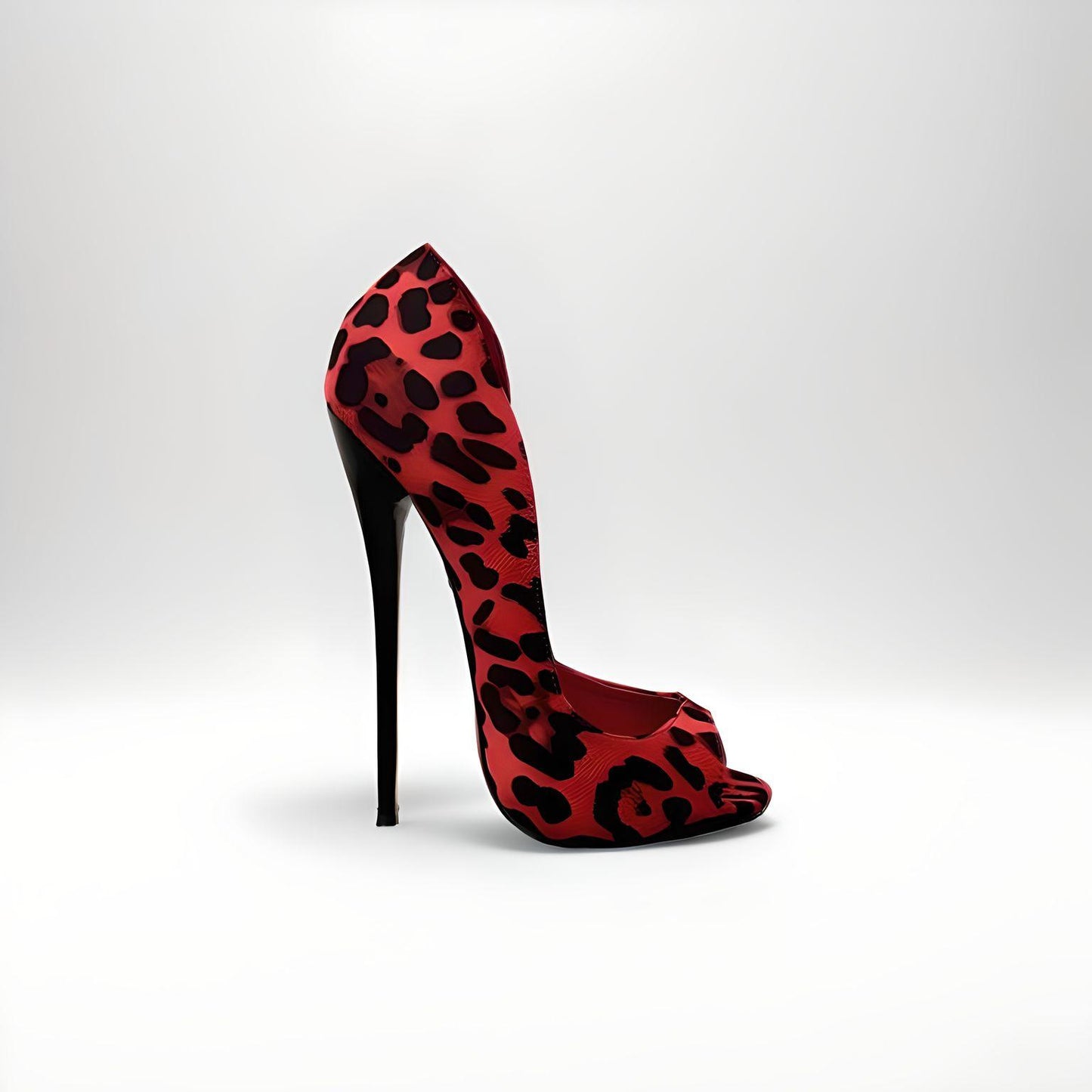 D'Orsay animal print peep toe stiletto pumps