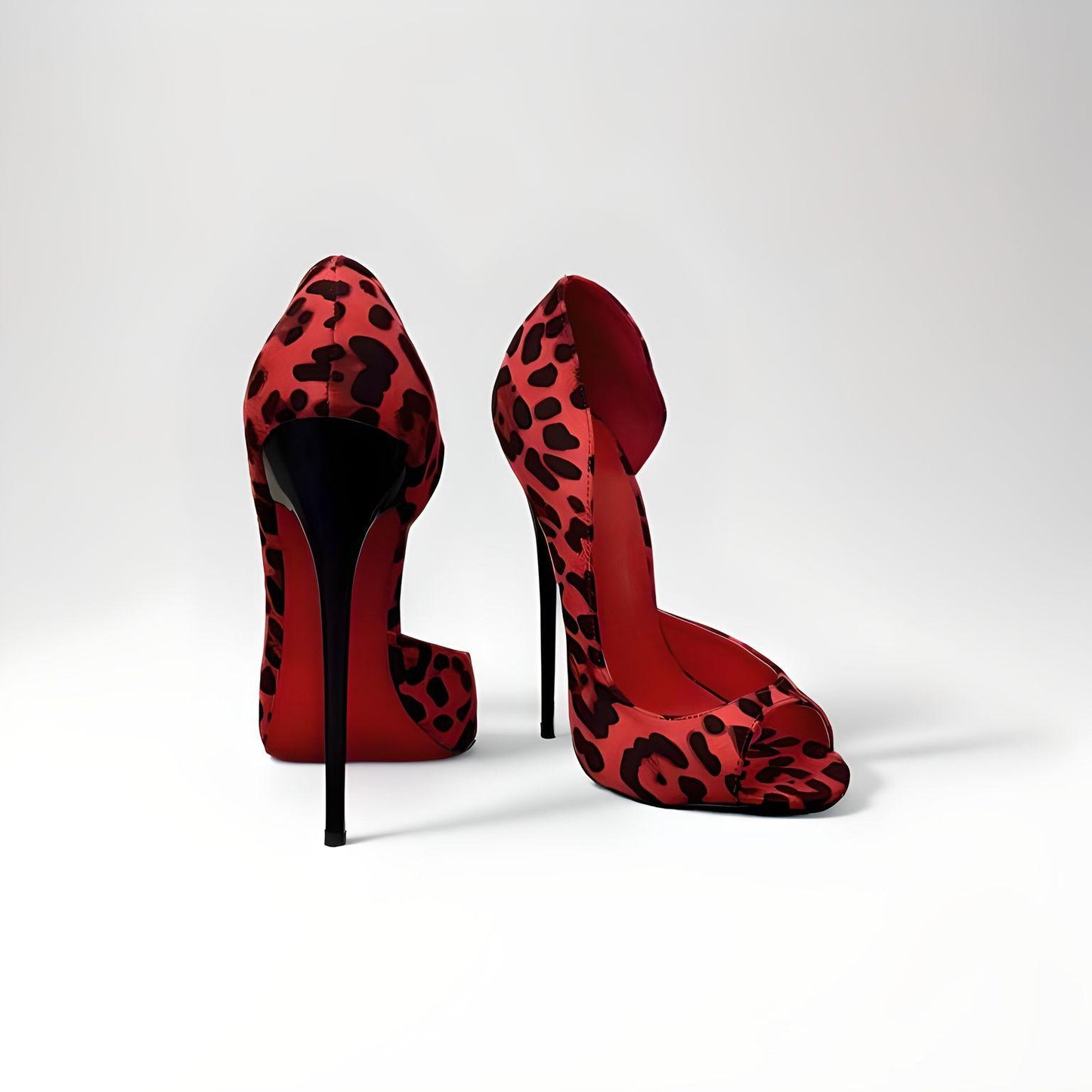 D'Orsay animal print peep toe stiletto pumps