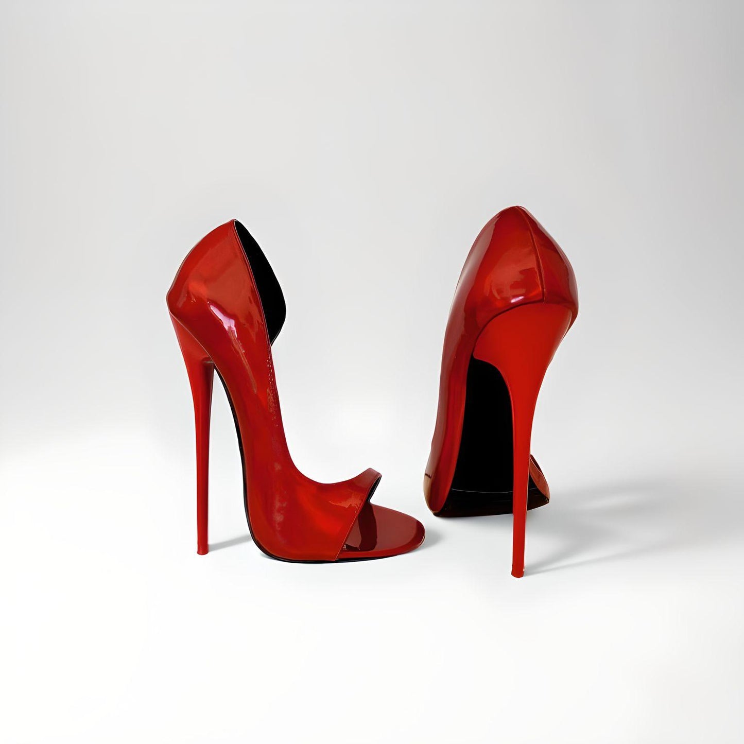 D'Orsay pearl red peep toe stiletto pumps