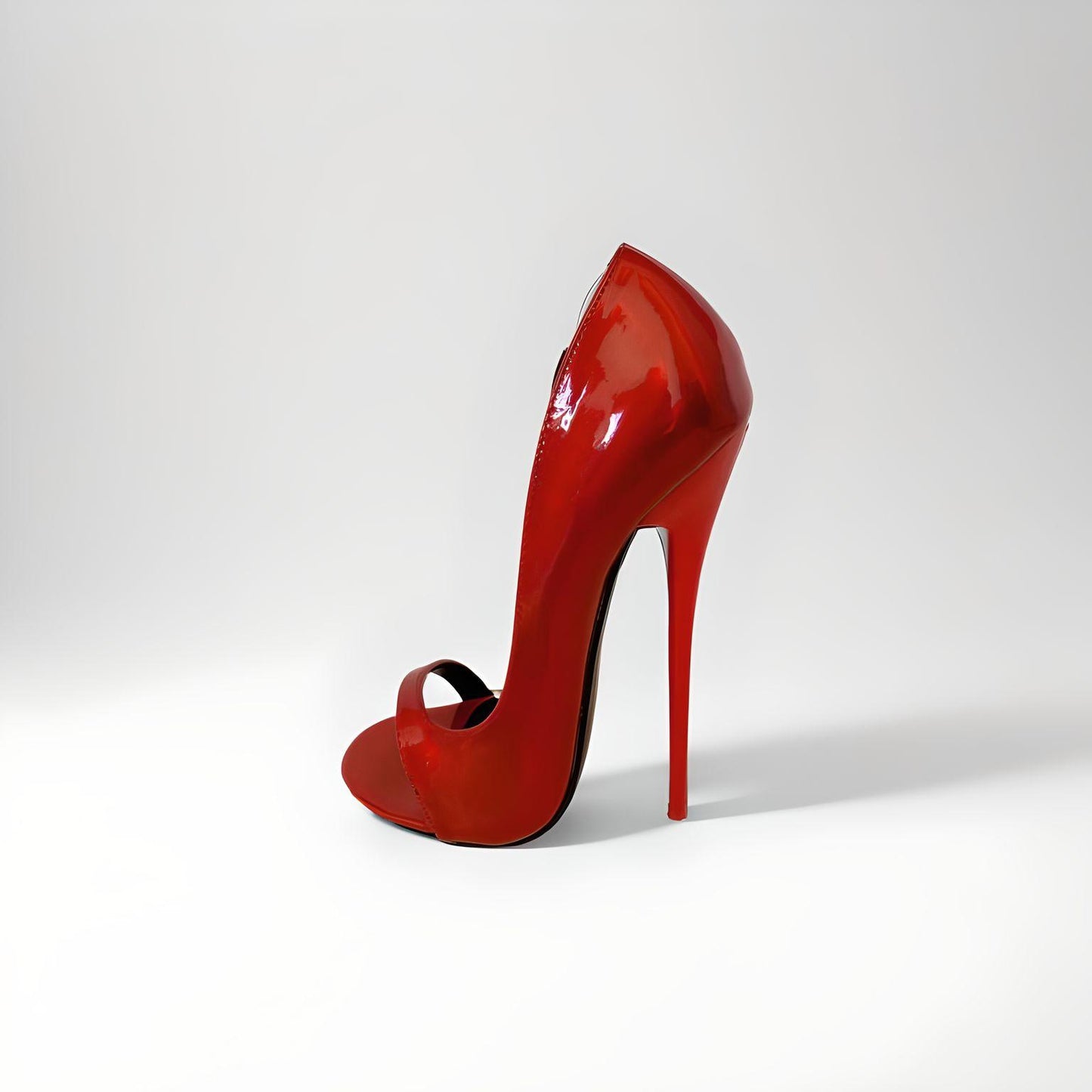 D'Orsay pearl red peep toe stiletto pumps