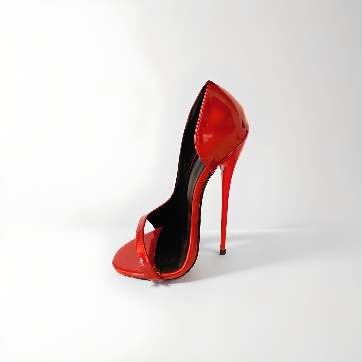 D'Orsay pearl red peep toe stiletto pumps