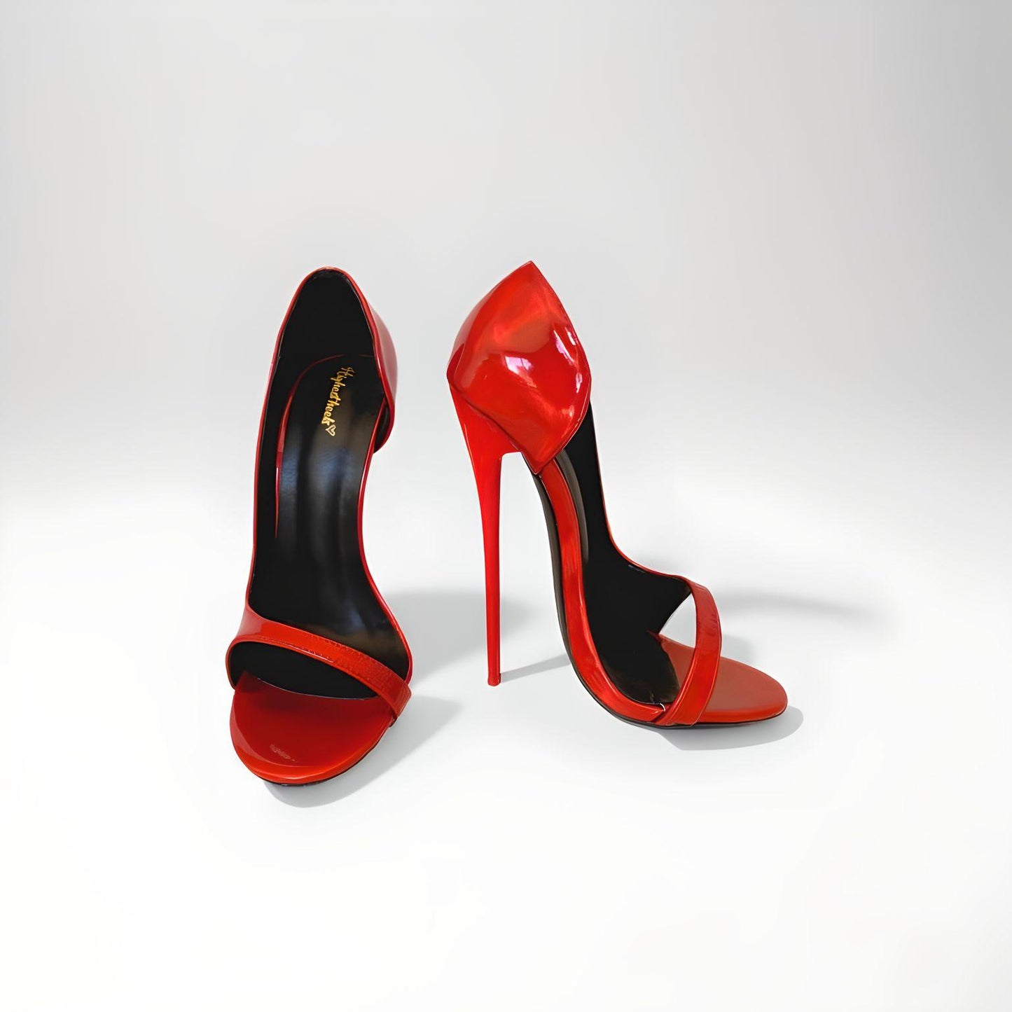 D'Orsay pearl red peep toe stiletto pumps