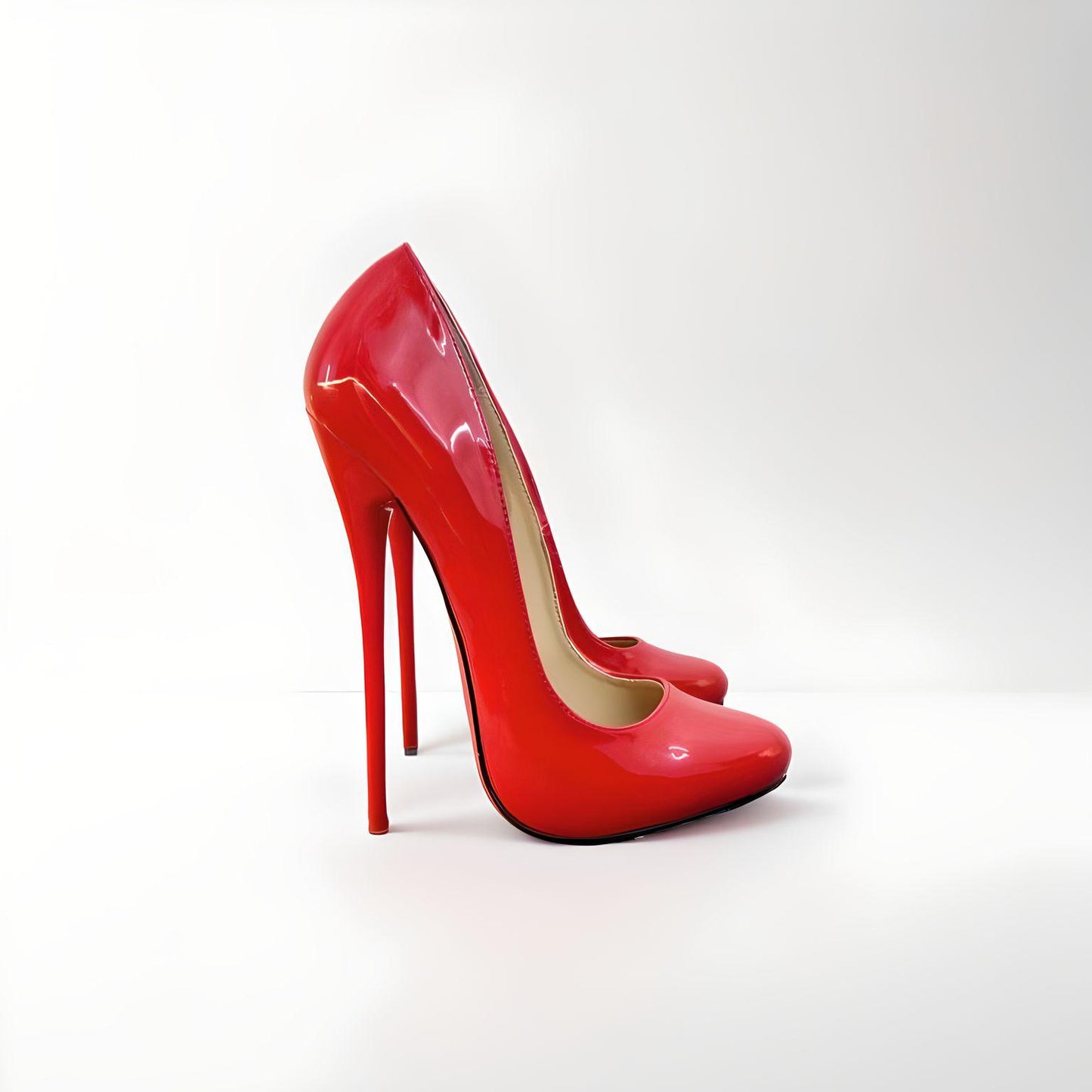 Patent round toe stiletto pointed pumps 16cm 6"