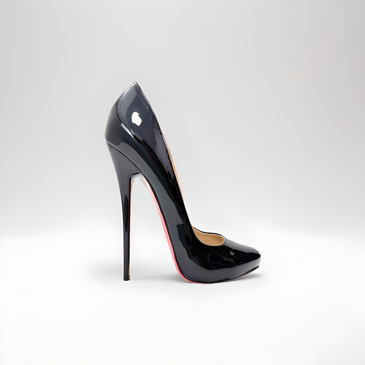 Patent round toe stiletto pointed pumps 16cm 6"