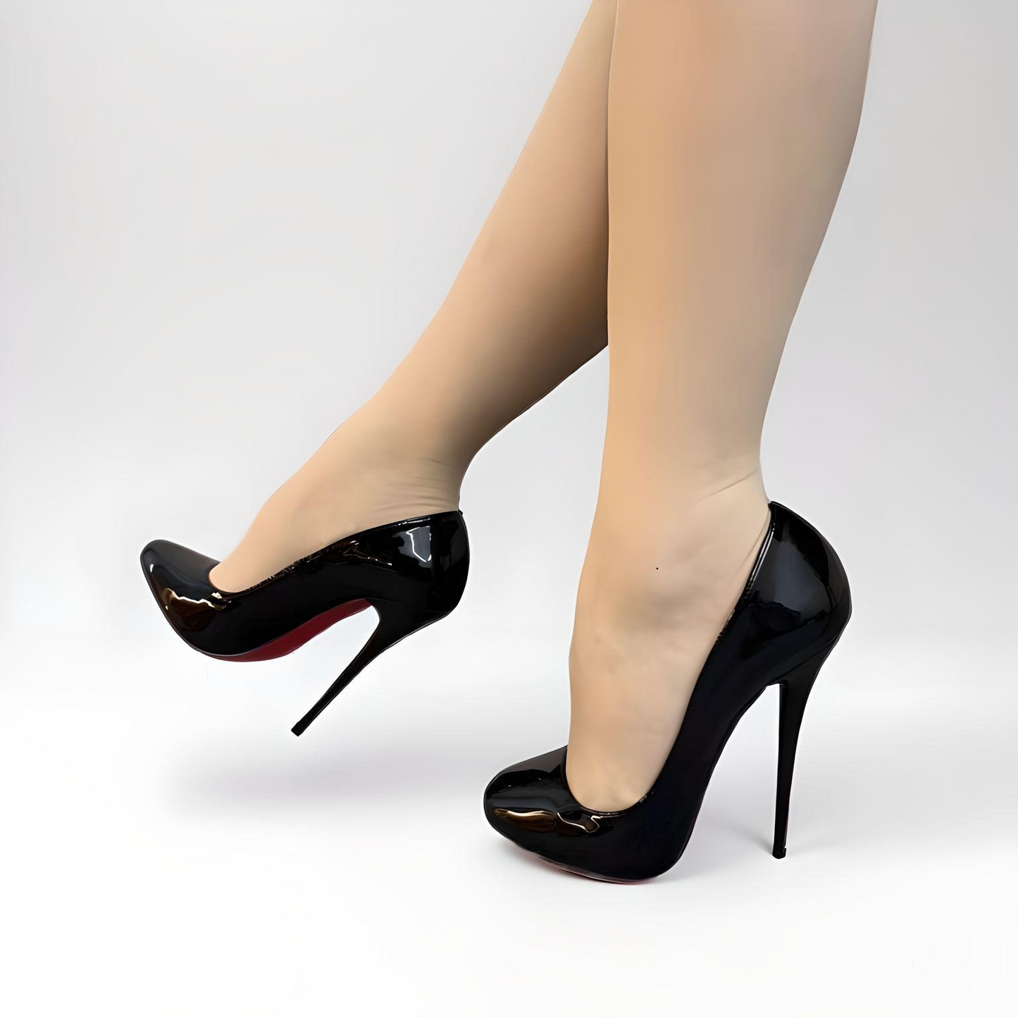 Patent round toe stiletto pointed pumps 16cm 6"
